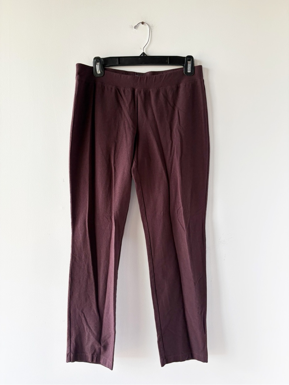 Eileen Fisher Washable Stretch Crepe Slim Straight Ankle Pants Burgundy Plum S